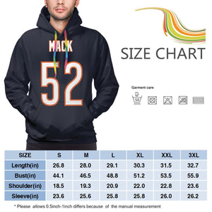 #52 Khalil Mack Hoodies For Men Pullover Sweatshirt