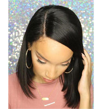 Load image into Gallery viewer, 14” Black Bob Lace Front Silky Wig