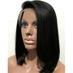 14” Black Bob Lace Front Silky Wig