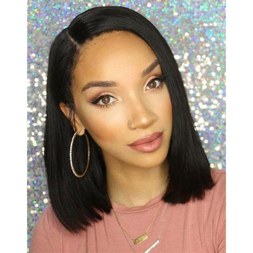 14” Black Bob Lace Front Silky Wig