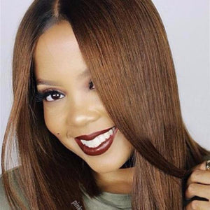 14” Brown Bob Lace Front Silky Wig