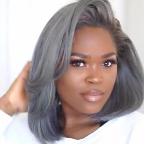 14” Gray Bob Lace Front Silky Wig