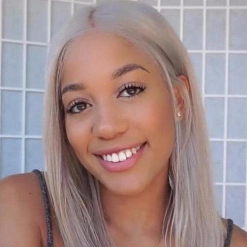 14” Gray Lace Front Silky Human Wig