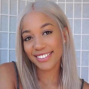 14” Gray Lace Front Silky Human Wig