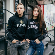 Load image into Gallery viewer, BLACK - King Queen Hoodies