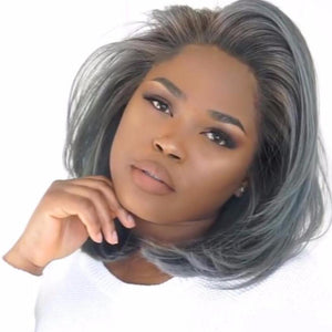 14” Gray Bob Lace Front Silky Wig