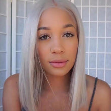Load image into Gallery viewer, 14” Gray Lace Front Silky Human Wig
