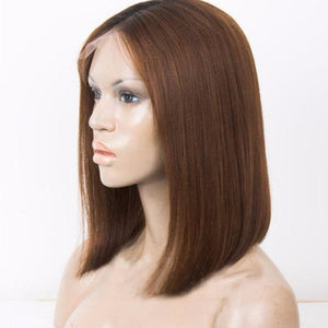 14” Brown Bob Lace Front Silky Wig