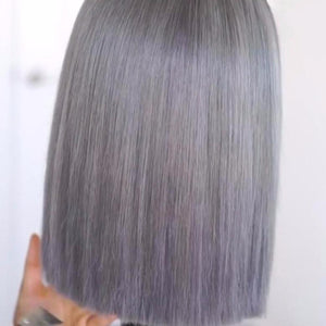 14” Gray Bob Lace Front Silky Wig