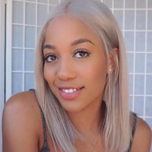 Load image into Gallery viewer, 14” Gray Lace Front Silky Human Wig