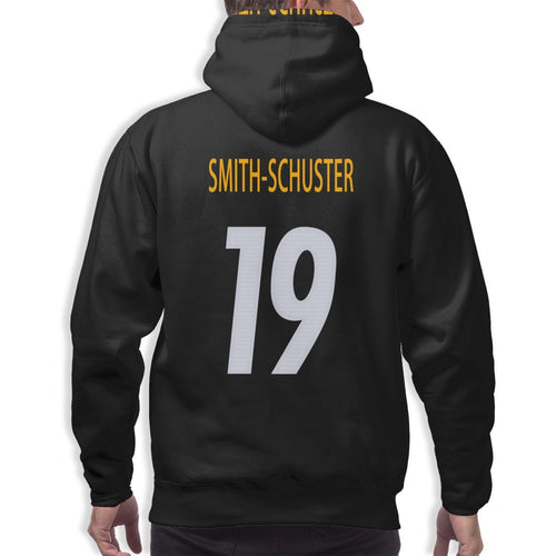 #19 JuJu Smith-Schuster Men's Long Sleeve Hooded Print Steelers Football Team Pullover Hoodies