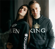 Load image into Gallery viewer, BLACK - King Queen Hoodies