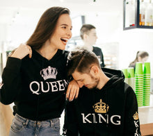 Load image into Gallery viewer, BLACK - King Queen Hoodies