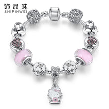 Load image into Gallery viewer, Cute Cat Kitty Charms Fit Original Bracelet Bangle Murano Glass Beads Bracelet for Women Children Girl DIY Jewelry