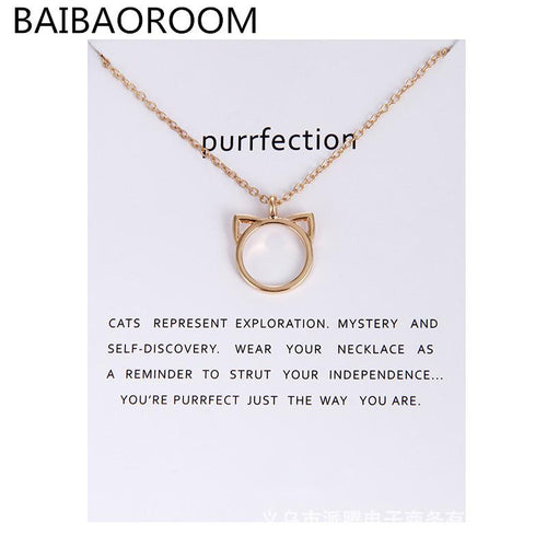 Fashion Jewelry Purrfection cat ear alloy pendant short necklace Women Gift