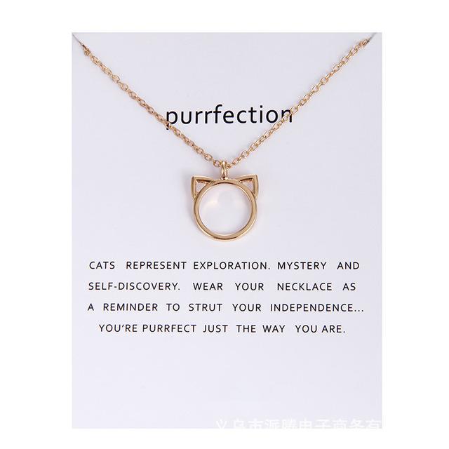 Fashion Jewelry Purrfection cat ear alloy pendant short necklace Women Gift