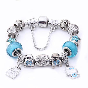 Cute Cat Kitty Charms Fit Original Bracelet Bangle Murano Glass Beads Bracelet for Women Children Girl DIY Jewelry