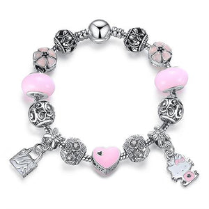 Cute Cat Kitty Charms Fit Original Bracelet Bangle Murano Glass Beads Bracelet for Women Children Girl DIY Jewelry