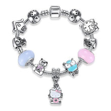 Load image into Gallery viewer, Cute Cat Kitty Charms Fit Original Bracelet Bangle Murano Glass Beads Bracelet for Women Children Girl DIY Jewelry