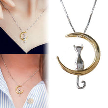 Load image into Gallery viewer, Fashion Cat Moon Pendant Necklace Charm Silver Gold Color Link Chain Necklace For Pet Lucky Jewelry For Women Gift Shellhard