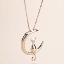 Load image into Gallery viewer, Fashion Cat Moon Pendant Necklace Charm Silver Gold Color Link Chain Necklace For Pet Lucky Jewelry For Women Gift Shellhard