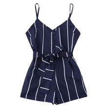 Load image into Gallery viewer, AZULINA Women Playsuits Striped Belted Spaghetti Strap Romper Casual Beach Girls Clothes Short Jumpsuits Women&#39;S Clothing S-XL