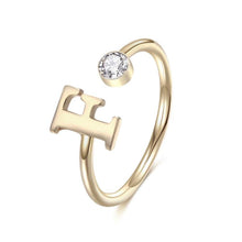 Load image into Gallery viewer, Birthstone Letter Open Rings