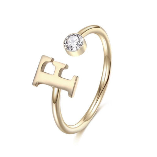 Birthstone Letter Open Rings